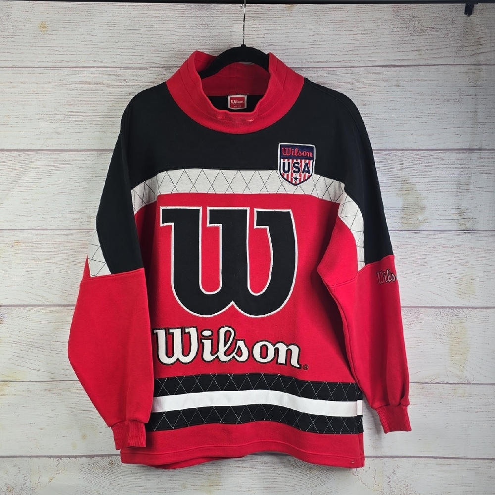 Wilson Red and Black Crewneck Sweater with Bold Branding